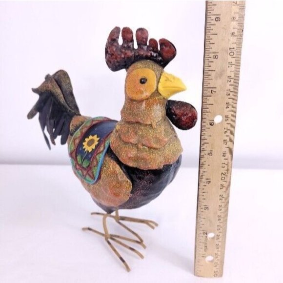 Hand Crafted Folk Art Rustic Tin Farmhouse Country Rooster Primitive Figurine 9" - Picture 9 of 11